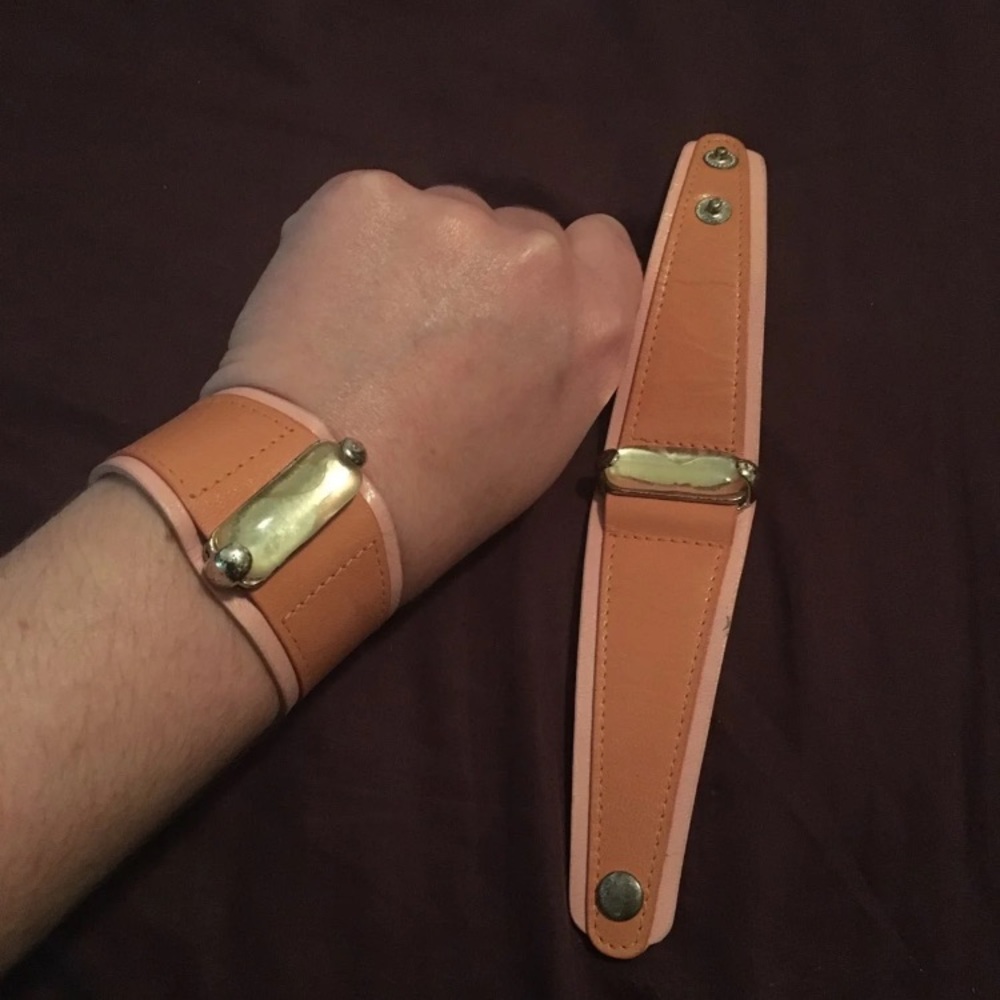 Pair of leather cuff bracelets